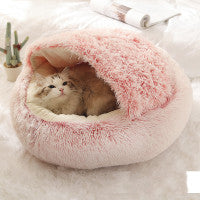 2 In 1 Dog And Cat Round Plush Warm Winter Bed - My Wellness Warehouse