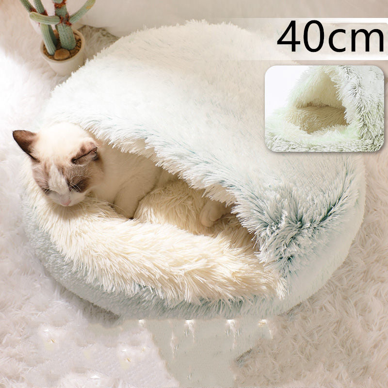 2 In 1 Dog And Cat Round Plush Warm Winter Bed - My Wellness Warehouse