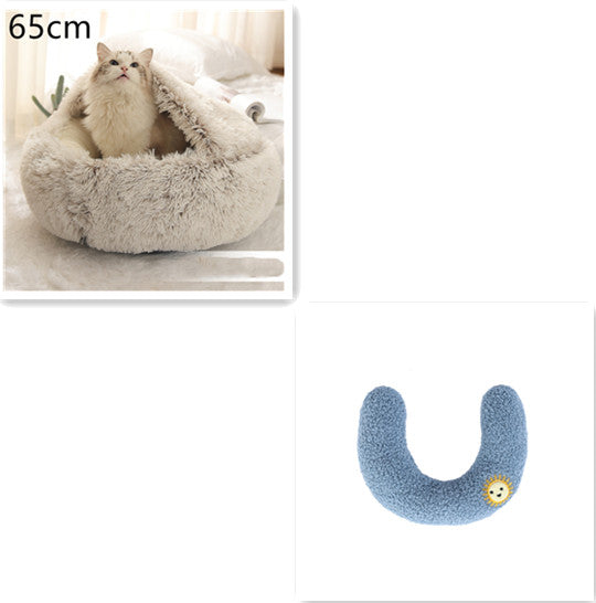 2 In 1 Dog And Cat Round Plush Warm Winter Bed - My Wellness Warehouse