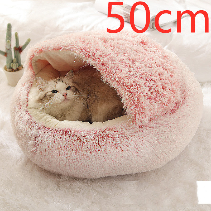 2 In 1 Dog And Cat Round Plush Warm Winter Bed - My Wellness Warehouse
