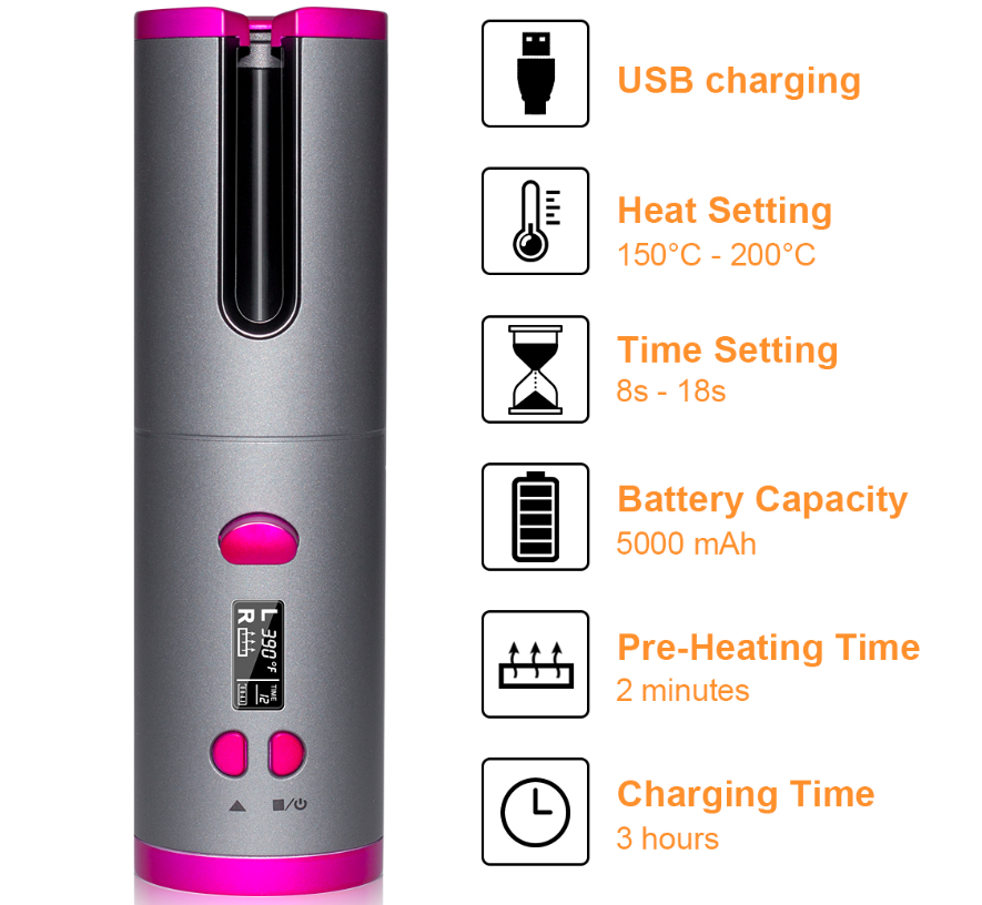 Multifunctional Wireless USB Curling Iron