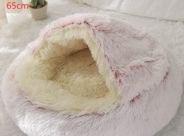 2 In 1 Dog And Cat Round Plush Warm Winter Bed - My Wellness Warehouse