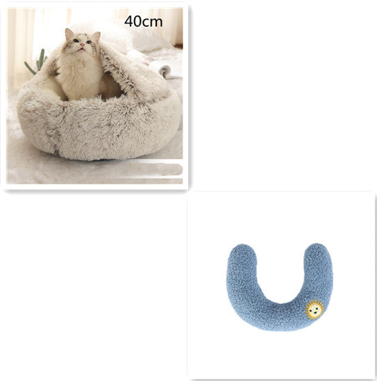2 In 1 Dog And Cat Round Plush Warm Winter Bed - My Wellness Warehouse